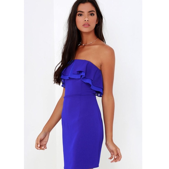 LULUS ROYAL BLUE STRAPLESS DRESS SMALL - Picture 3 of 8
